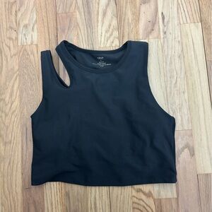 Aqua Athletics Cropped Top Block Asymmetrical Pullover L